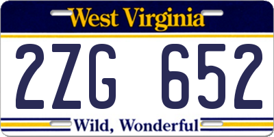 WV license plate 2ZG652
