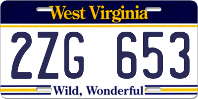 WV license plate 2ZG653
