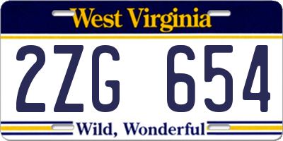 WV license plate 2ZG654