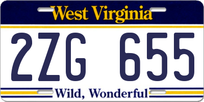 WV license plate 2ZG655