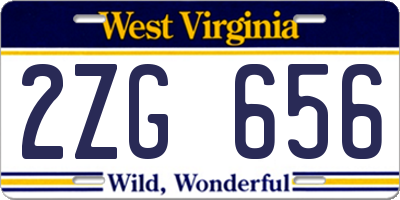 WV license plate 2ZG656