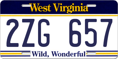 WV license plate 2ZG657