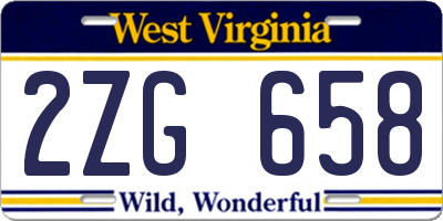 WV license plate 2ZG658
