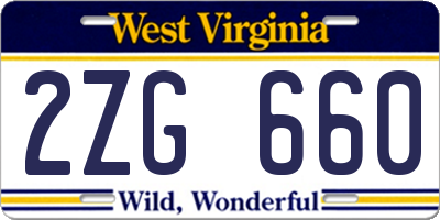WV license plate 2ZG660