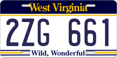 WV license plate 2ZG661