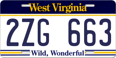 WV license plate 2ZG663