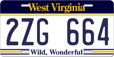 WV license plate 2ZG664