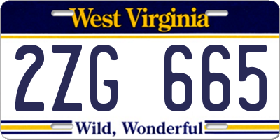 WV license plate 2ZG665