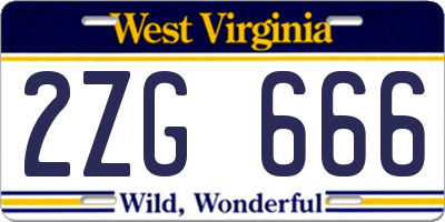 WV license plate 2ZG666