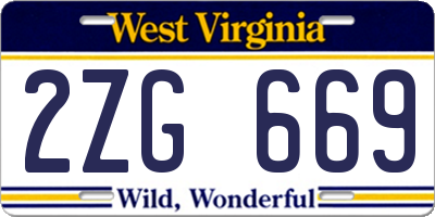 WV license plate 2ZG669
