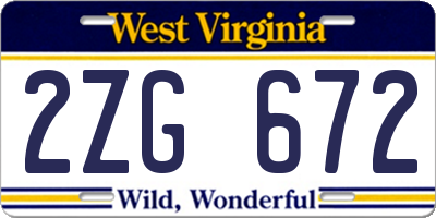 WV license plate 2ZG672