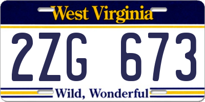 WV license plate 2ZG673