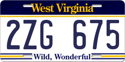 WV license plate 2ZG675