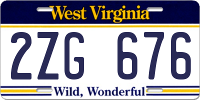 WV license plate 2ZG676