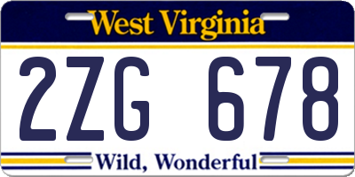 WV license plate 2ZG678