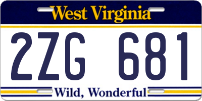 WV license plate 2ZG681