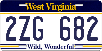 WV license plate 2ZG682