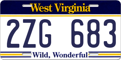 WV license plate 2ZG683