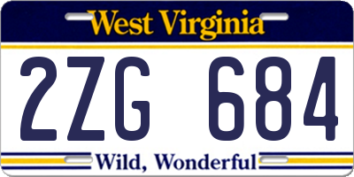 WV license plate 2ZG684