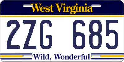 WV license plate 2ZG685