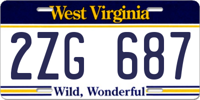 WV license plate 2ZG687
