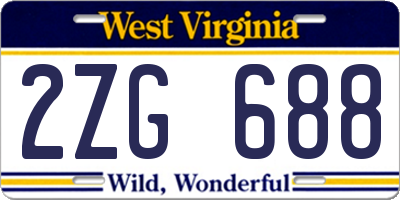 WV license plate 2ZG688