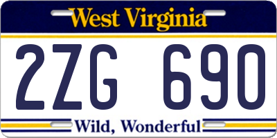 WV license plate 2ZG690