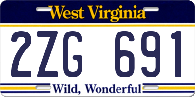 WV license plate 2ZG691