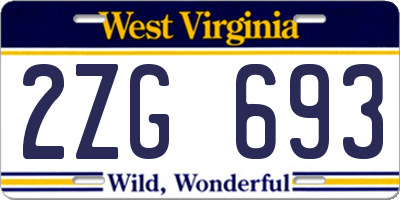 WV license plate 2ZG693