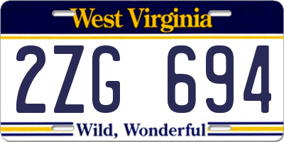 WV license plate 2ZG694