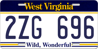 WV license plate 2ZG696