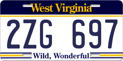 WV license plate 2ZG697