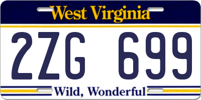 WV license plate 2ZG699