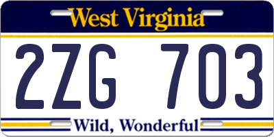 WV license plate 2ZG703