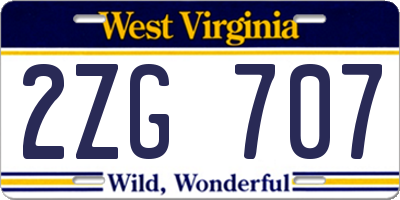 WV license plate 2ZG707