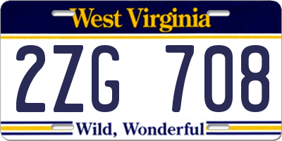 WV license plate 2ZG708