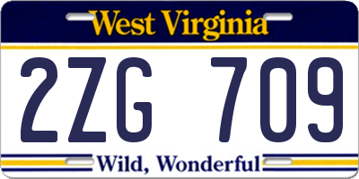 WV license plate 2ZG709