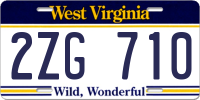 WV license plate 2ZG710