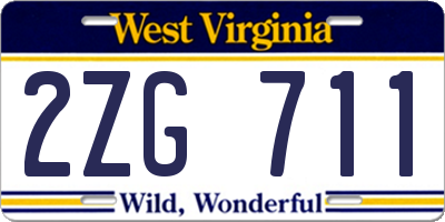 WV license plate 2ZG711