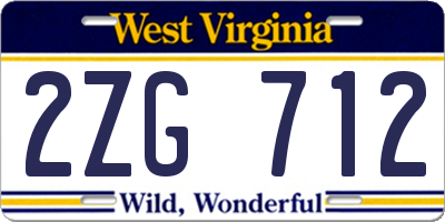 WV license plate 2ZG712