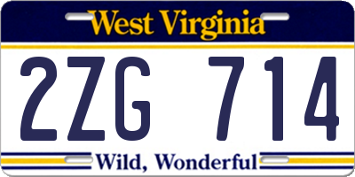 WV license plate 2ZG714