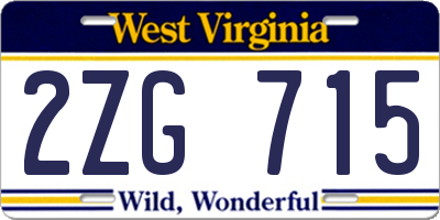 WV license plate 2ZG715