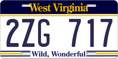 WV license plate 2ZG717