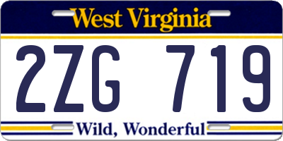 WV license plate 2ZG719