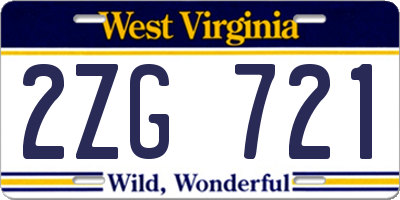 WV license plate 2ZG721