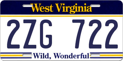WV license plate 2ZG722