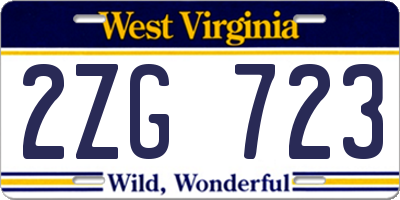 WV license plate 2ZG723