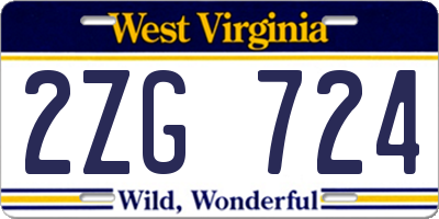 WV license plate 2ZG724