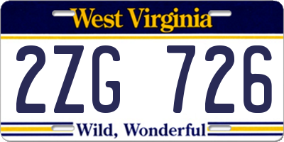 WV license plate 2ZG726