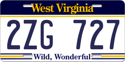 WV license plate 2ZG727